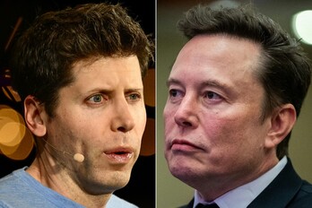 Sam Altman, director ejecutivo de OpenAI, y Elon Musk, dueño de X y Tesla. 