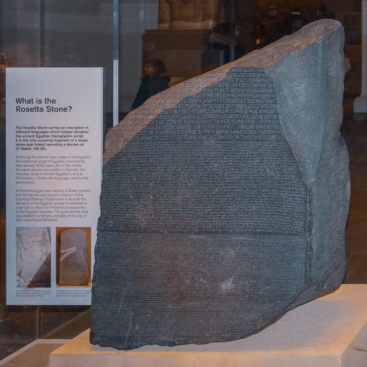 Rosetta harria, Londreseko Brittish Museum-en.