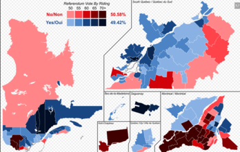 Erreferendumaren emaitzak islatzen duen mapa.