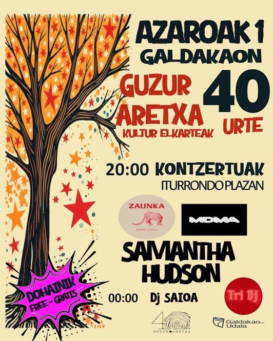 Guzur Aretxak prestatutako egitarauaren kartela, irudian