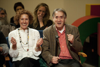 Imanol Urbieta eta Kontxi Aizarna, ekitaldian.