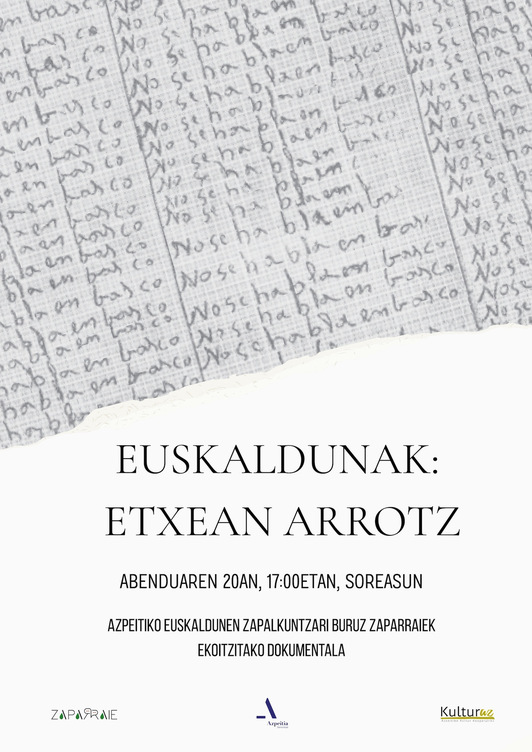 Zaparraie euskara taldeak ekoitzitako ‘Euskaldunak: etxean arrotz’ dokumentala estreinatuko dute Azpeitian.
